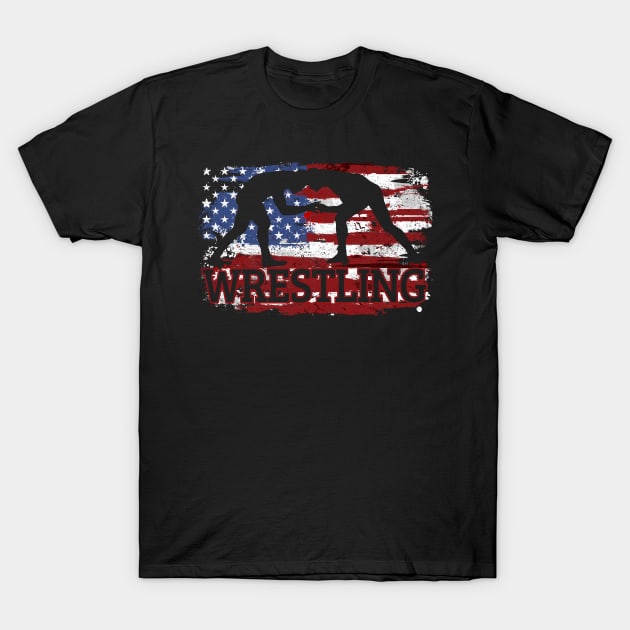 Wresting USA Flag T-Shirt by KAWAIITEE